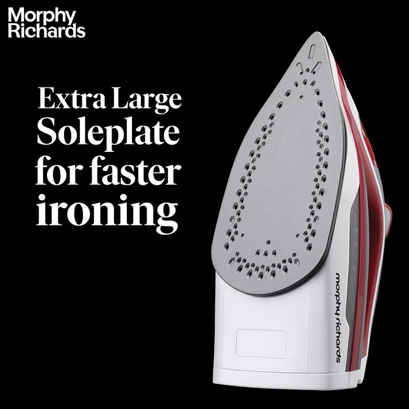Morphy Richards Plastic Ultra Glide 1600W Steam Iron With Steam Burst Vertical And Horizontal Ironing Teflon Coated Soleplate Red And White 1600 Watts - Image 3