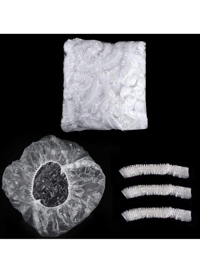 بوس 200 قطعة من قبعات الاستحمام للاستعمال مرة واحدة، قبعة استحمام مرنة مقاومة للماء أكبر وأكثر سمكًا، قبعات شعر بلاستيكية شفافة للنساء والرجال، والمنتجعات الصحية، والاستخدام المنزلي - Image 2