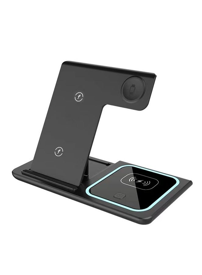 Wireless Charger iPhone Charging Station: 3 in 1 Charger Stand Multiple Devices for iPhone 16/15/14/13 /Plus/Pro/Pro Max/12/11 - Watch 10/9/8/Ultra 2/Ultra/SE/7/6/5/4/3/2 Series - AirPods 4/3/2/Pro