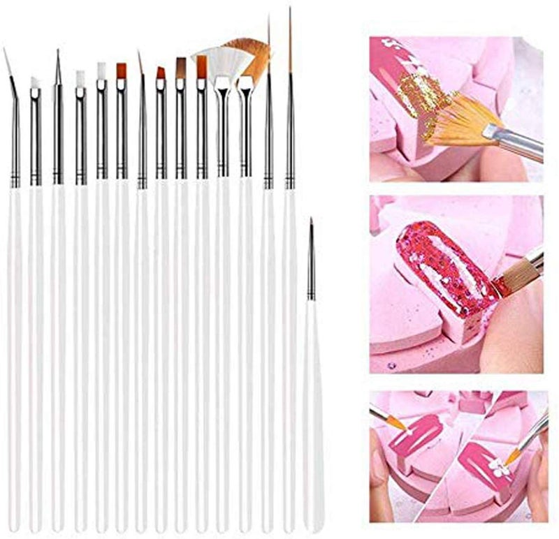 DALUCI Nail Art Kit 30Piece Nail Painting Design Set with 15 Brushes 5 Dotting Pens 10 Striping Tapes Professional Nail Art Tools for Acrylic Gel Manicure Pedicure DIY Nail Decoration - Image 5