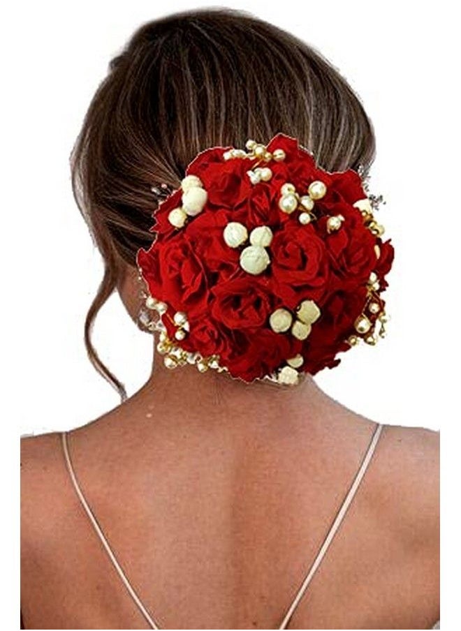 Artificial Glossy Attractive Red Roses With Golden Pearl And Lily Hairpin/ Judapin/ Juda Bun For Wedding Bridal Hair Accessories For Women And Girls 2242 - pzsku/Z690F1E1CAE84E2F27139Z/45/_/1690021931/10db1cd5-3beb-4e94-9638-6f8556813034