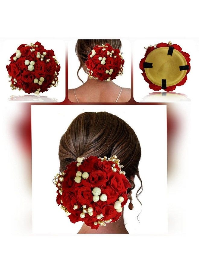 Artificial Glossy Attractive Red Roses With Golden Pearl And Lily Hairpin/ Judapin/ Juda Bun For Wedding Bridal Hair Accessories For Women And Girls 2242 - pzsku/Z690F1E1CAE84E2F27139Z/45/_/1690021939/d269d3d1-1818-4c97-ad25-9a2c3db12628