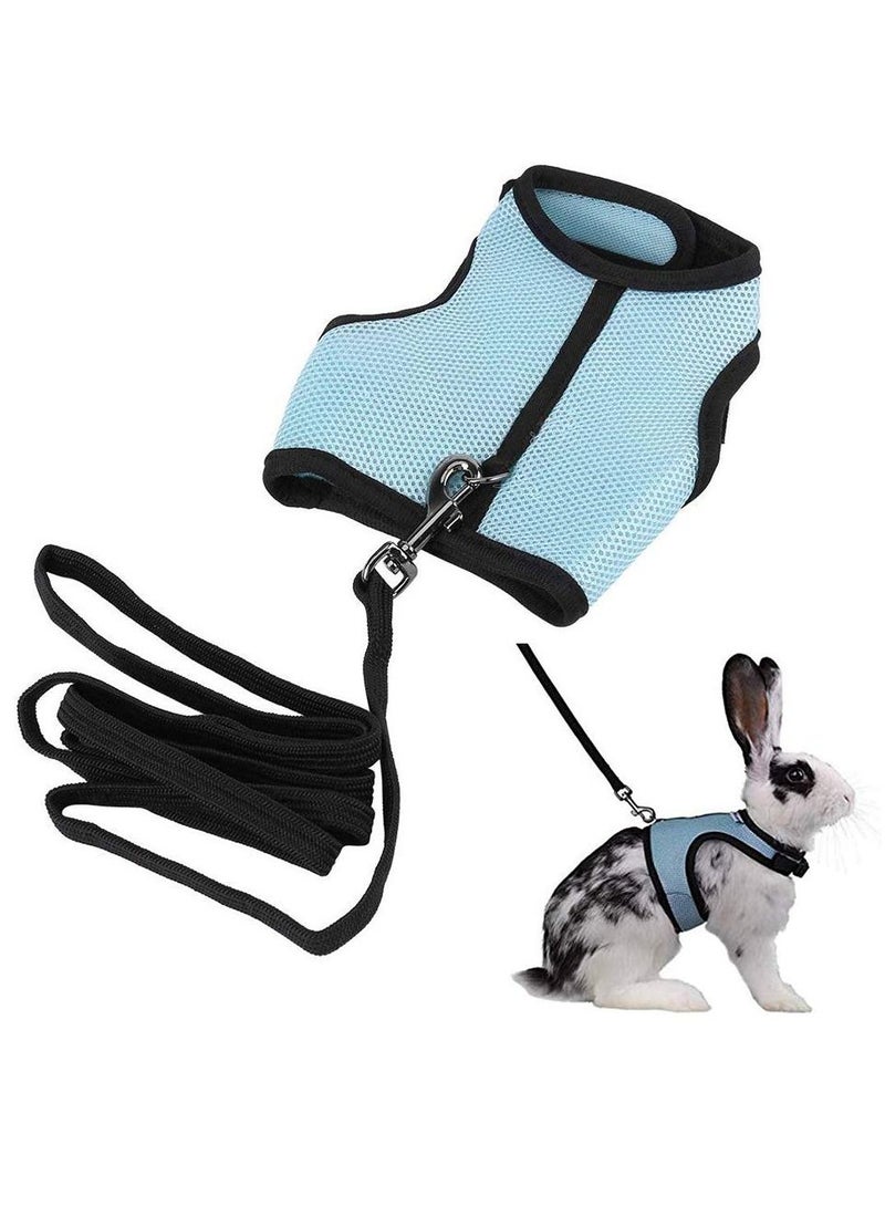 Soft Harness with Elastic Leash Breathable Mesh Nylon Fabric for Rabbits Small Animals Bunny Hamsters Cats - Image 1