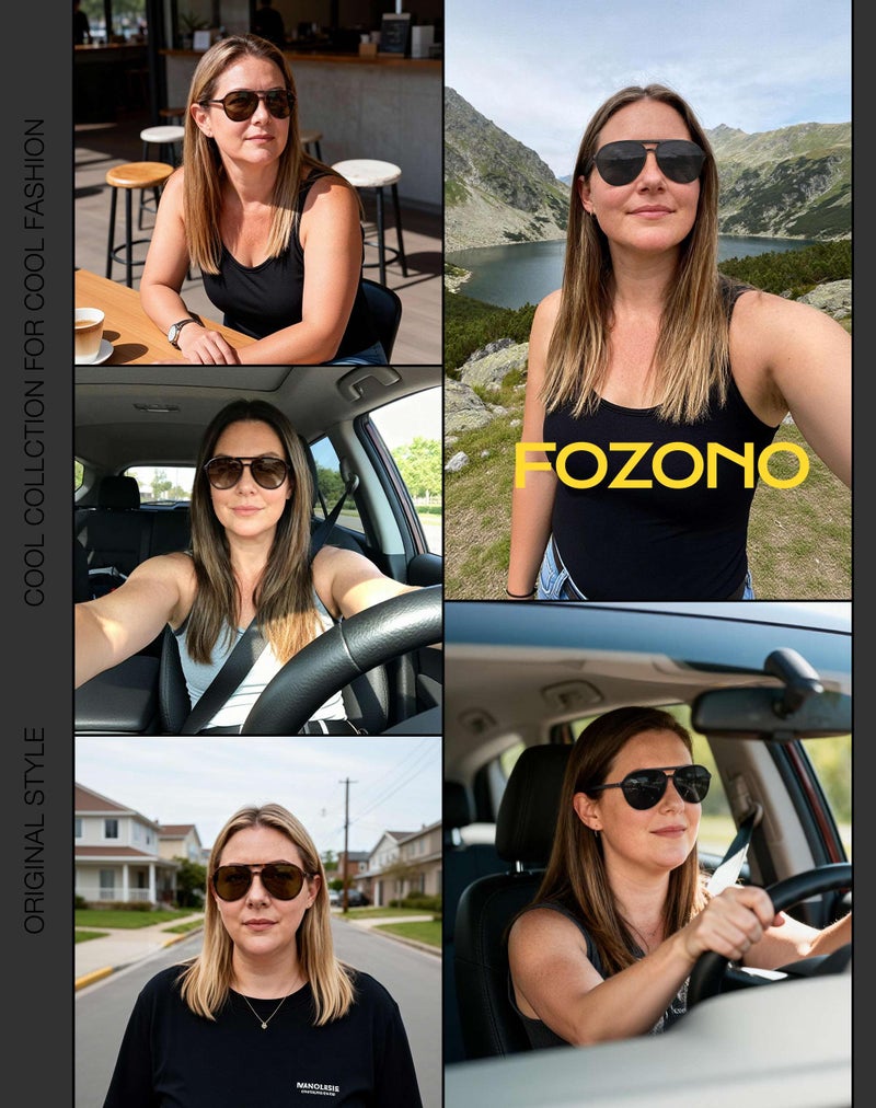 Fozono Retro Aviator Sunglasses Women Men Classic Trendy Vintage Double Bridge Aviators Sun Glasses UV Protection Tortoise Frame/Brown Lens - Image 4