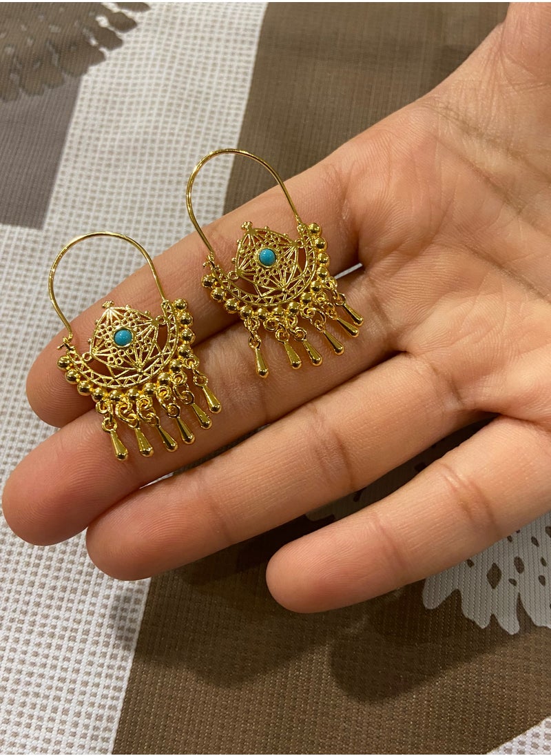 sixtyfour - Elegant 21k Gold Plated Drop Earrings For Women - Image 1