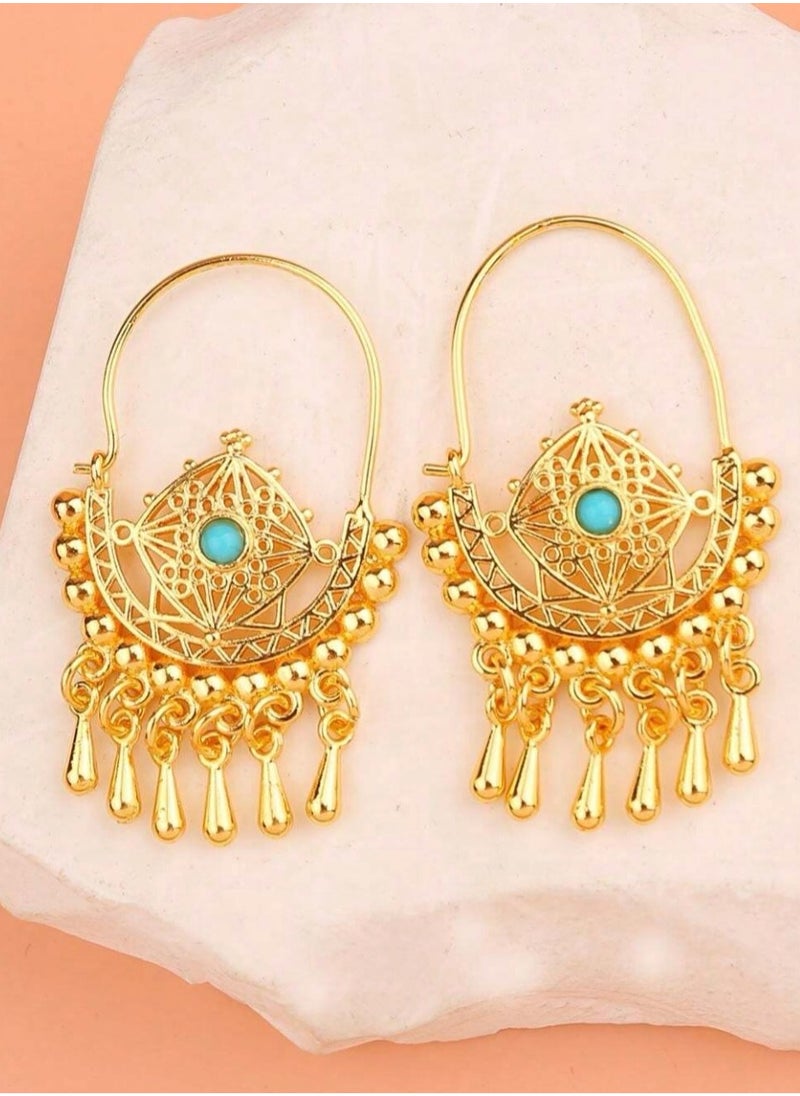 sixtyfour - Elegant 21k Gold Plated Drop Earrings For Women - Image 1