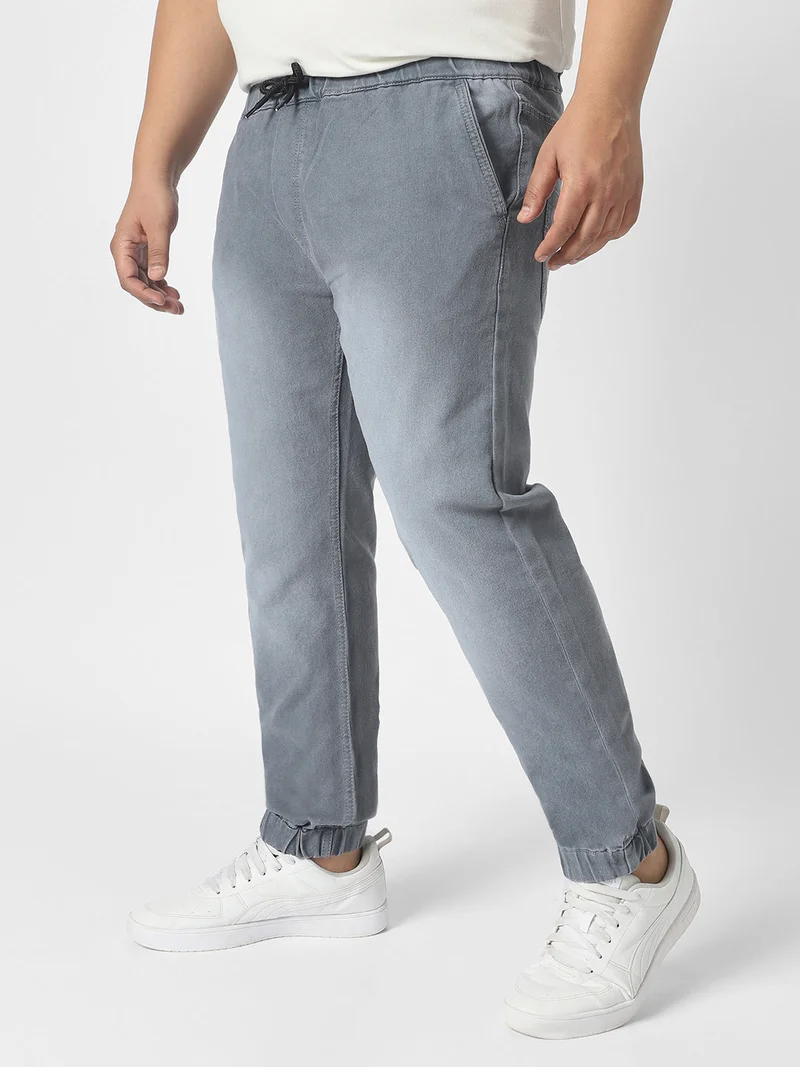أوربانو فاشن Urbano Plus Men's Light Grey Regular Fit Jogger Jeans Stretch
