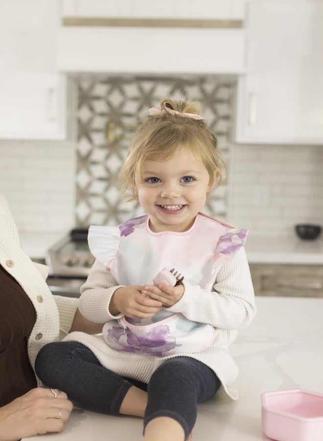 تايني توينكل مرايل أطفال صغيرة مقاومة للفوضى من تيني توينكل | مرايل أطفال مقاومة للماء وقابلة للمسح مع جيب واسع | مرايل طعام للبنات والأولاد (عبوة من 3 قطع، لون حلوى القطن) - Image 2