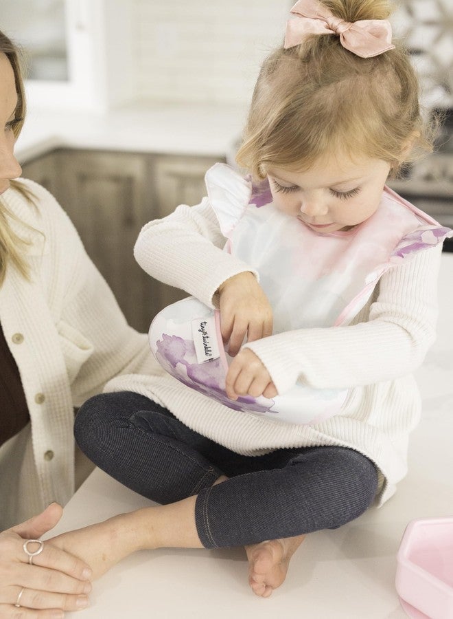 تايني توينكل مرايل أطفال صغيرة مقاومة للفوضى من تيني توينكل | مرايل أطفال مقاومة للماء وقابلة للمسح مع جيب واسع | مرايل طعام للبنات والأولاد (عبوة من 3 قطع، لون حلوى القطن) - Image 3