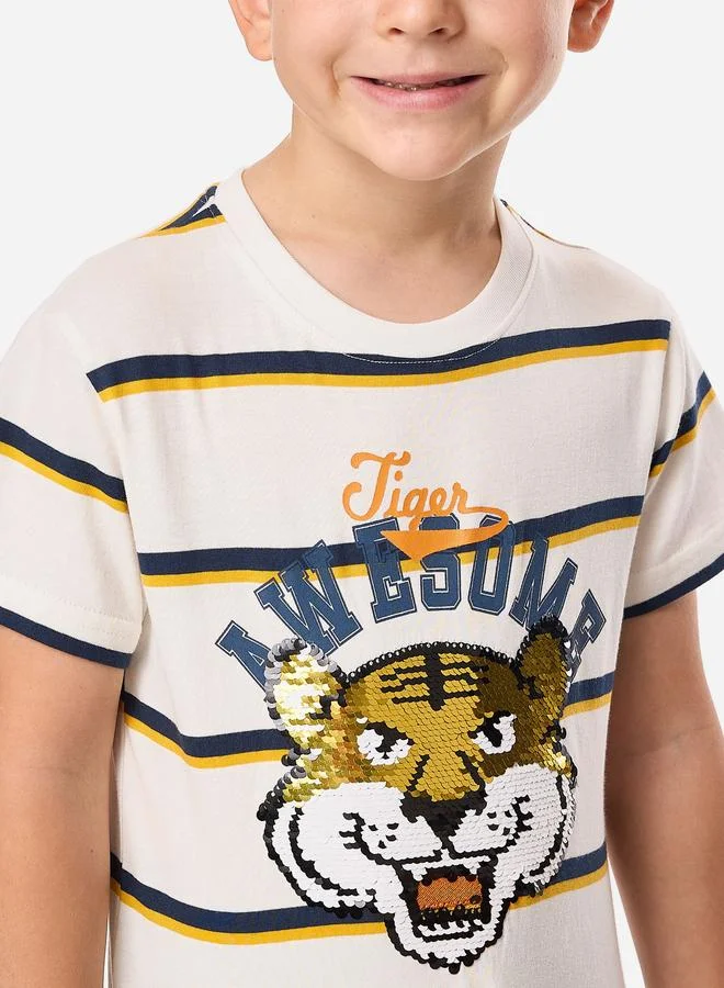 victor and jane Victor And Jane Boys Striped Graphic T-Shirt and Shorts Set