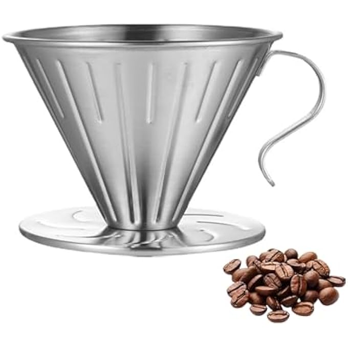 rayihni 304 Stainless Steel Pour Over Coffee Dripper  V60 Cone Design Filter Size 02 For 14 Cups Pour Over Brewer For Home  Camping - Image 1