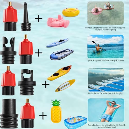 CANIPHA Inflatable SUP Pump Adaptor, Paddle Board SUP Valve Adapter with 9 Standard Conventional Air Pump Nozzles for Inflatables SUP Inflator Adapter Inflatable Boat Paddle Board SUP Board - Image 4