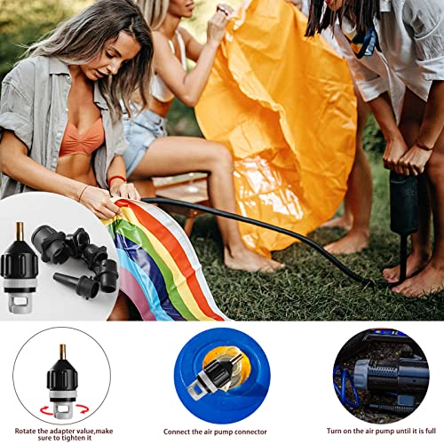 CANIPHA Inflatable SUP Pump Adaptor, Paddle Board SUP Valve Adapter with 9 Standard Conventional Air Pump Nozzles for Inflatables SUP Inflator Adapter Inflatable Boat Paddle Board SUP Board - Image 5