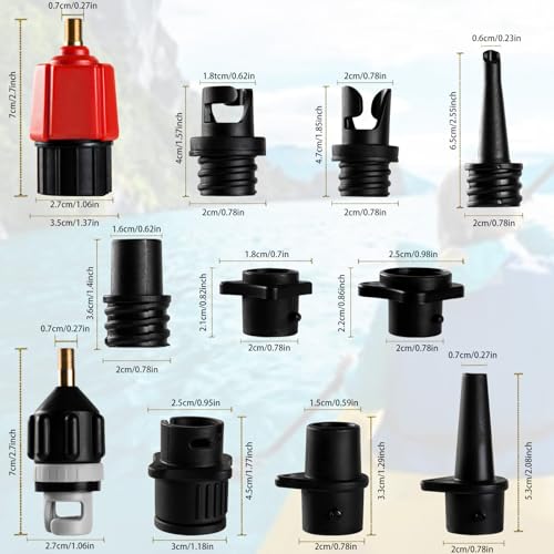 CANIPHA Inflatable SUP Pump Adaptor, Paddle Board SUP Valve Adapter with 9 Standard Conventional Air Pump Nozzles for Inflatables SUP Inflator Adapter Inflatable Boat Paddle Board SUP Board - Image 2
