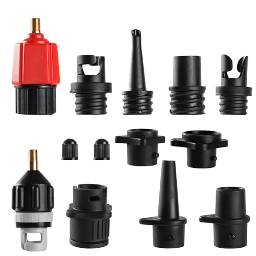 CANIPHA Inflatable SUP Pump Adaptor, Paddle Board SUP Valve Adapter with 9 Standard Conventional Air Pump Nozzles for Inflatables SUP Inflator Adapter Inflatable Boat Paddle Board SUP Board - Image 1