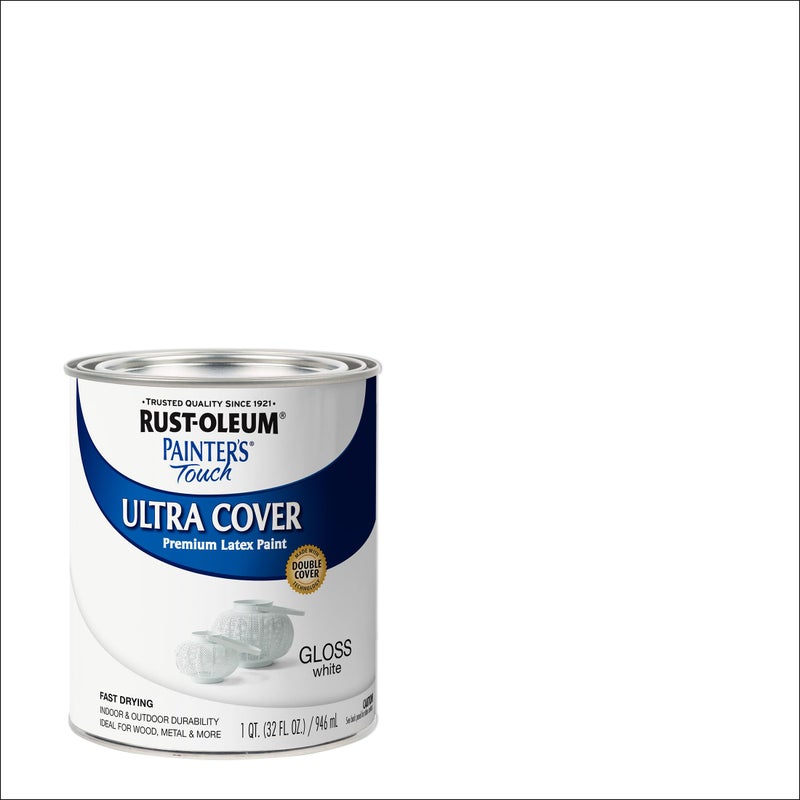 RUST-OLEUM طلاء لاتكس من راست-أوليوم 1992502 لمسة الرسام، أبيض لامع 32 أونصة سائلة، 1 جالون (عبوة من 1) - Image 2