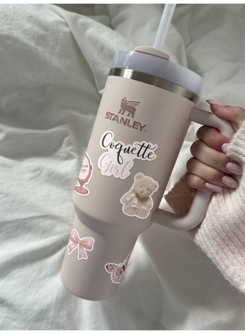 Aura Style 50-Piece Pink Coquette Girl Aesthetic Sticker Pack Cute Parisian and Balletcore Decals for Laptops Planners and Water Bottles - Image 4