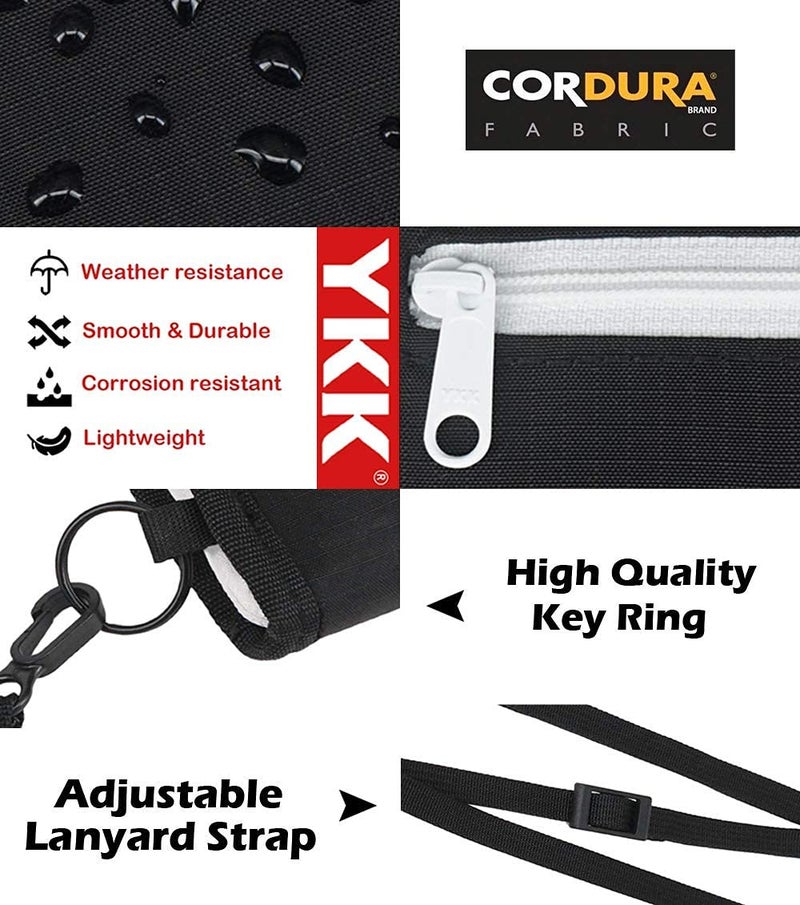 RE ROUGH ENOUGH Rough Enough Boys Wallet for Teen Kids Men Neck Lanyard Card Holder Pouch with Zipper Keychain Coin Purse Black Cordura - Image 5