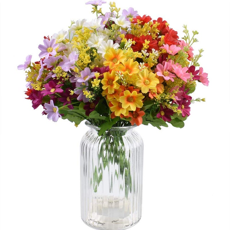 Xonor 10 Bouquets Artificial Flowers Fake Silk Daisy Plants For Indoor Home Wedding Party Decoration  Assorted Colors Daisy For Spring Summer Decoration - Image 1