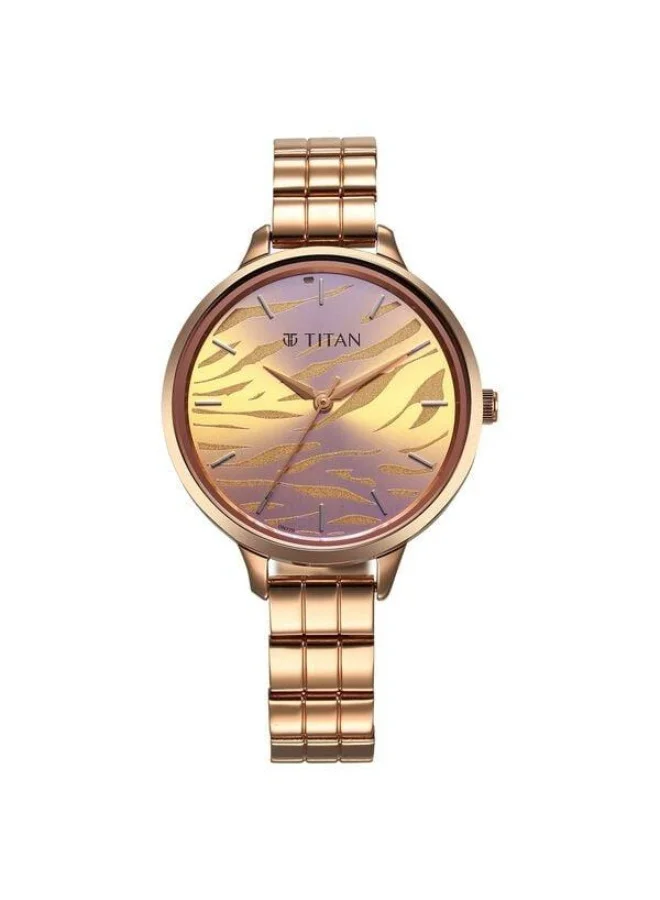 تيتان Secluded Quartz Analog Gradient Purple Dial Rose Gold Stainless Steel Strap Watch for Women - 2703WM01