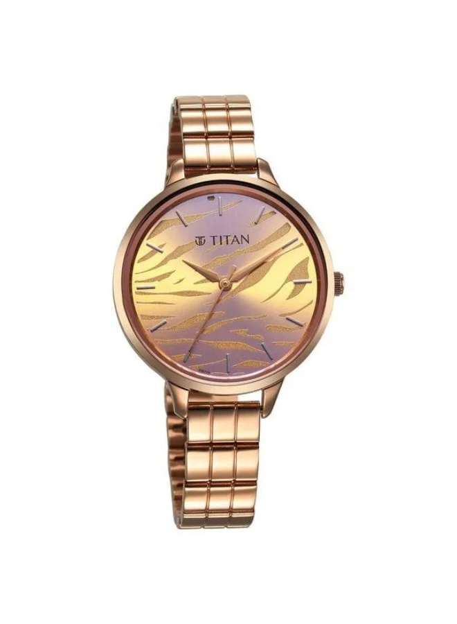 تيتان Secluded Quartz Analog Gradient Purple Dial Rose Gold Stainless Steel Strap Watch for Women - 2703WM01