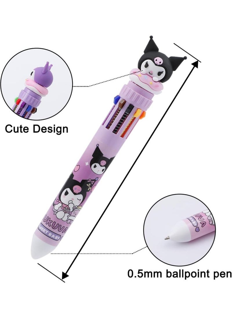 Generic - 6pcs Kitty Cat 10-in-1 Multicolor Ballpoint Pen 10-Color Retractable Ballpoint Pens for Office School Supplies Cute Stationery Students Children Gift (Pen-10 in 1 B) - Image 1
