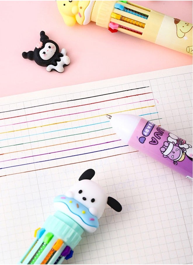 Generic - 6pcs Kitty Cat 10-in-1 Multicolor Ballpoint Pen 10-Color Retractable Ballpoint Pens for Office School Supplies Cute Stationery Students Children Gift (Pen-10 in 1 B) - Image 1