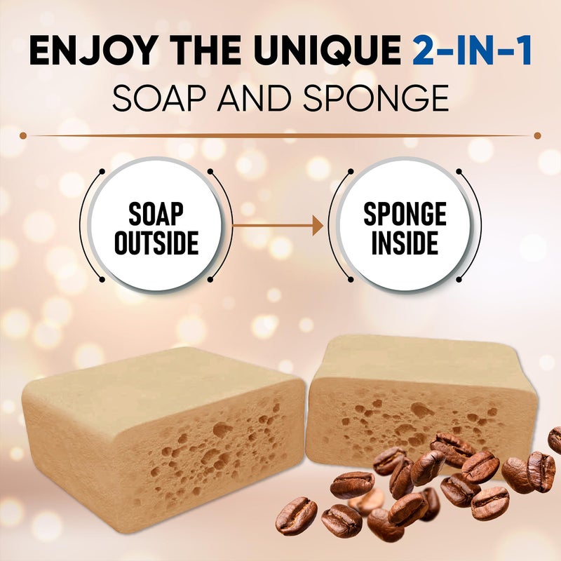 T. Taio T.Taio Coffee Esponjabon Soap Sponge - Gentle Shower Scrubber - Cleaning Bath Wash Scrub - Dirt & Oil Removal - Massage & Lather Foot, Elbow, & Face Bathroom Accessories Fresh Nacre Scent - Image 4