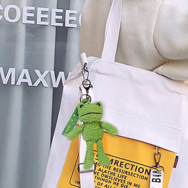Zitokin Cute Frog Keychain for Backpacks, 8" Inch Frog Plush Keychain Purse Charms for Girls Women - Image 2