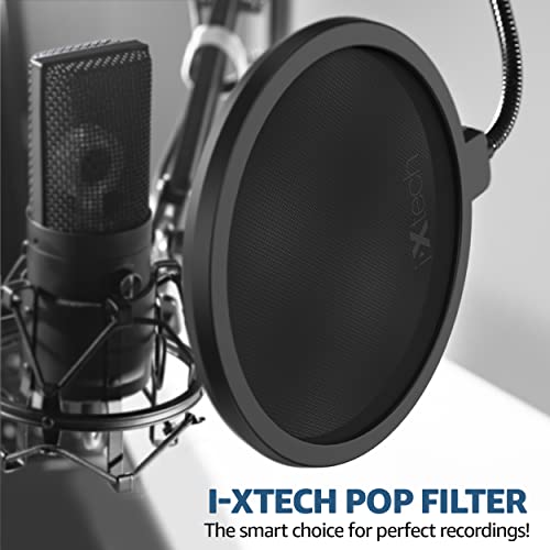 i-XTECH IXTECH Pop Filter for Mic Pop Filter for Blue Yeti Microphone Pop Filter Mic Pop Filter Dual Layered Sound Shield Guard Windscreen with a Flexible 360 Degree Gooseneck Clip Stabilizing. - Image 4