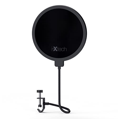 i-XTECH IXTECH Pop Filter for Mic Pop Filter for Blue Yeti Microphone Pop Filter Mic Pop Filter Dual Layered Sound Shield Guard Windscreen with a Flexible 360 Degree Gooseneck Clip Stabilizing. - Image 1
