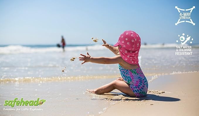 safehead Jona UPF 50+ Sun Protection Flap Hat for Boys Girls Toddler Sun Cap Summer Beach Swim Cap with Neck Flap Kids Legionnaire Hat (Large Yellow) - Image 5