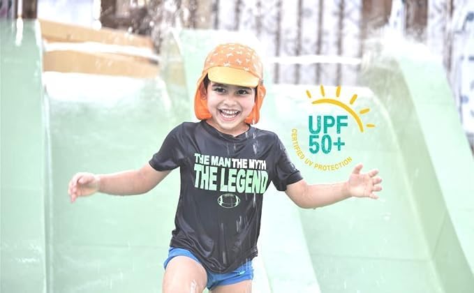 safehead Jona UPF 50+ Sun Protection Flap Hat for Boys Girls Toddler Sun Cap Summer Beach Swim Cap with Neck Flap Kids Legionnaire Hat (Large Yellow) - Image 4