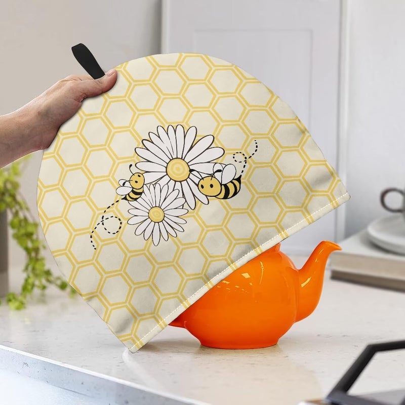 Tnasranmo Bee Dust Cover Insulated Tea Cozy for Teapot Tea Kettle Cover Breakfast Insulation Lid Warmer Tea Cosy Kitchen Coffee Table Decorative,Foldable Tea Cozies,Not Easy to Fade - Image 3