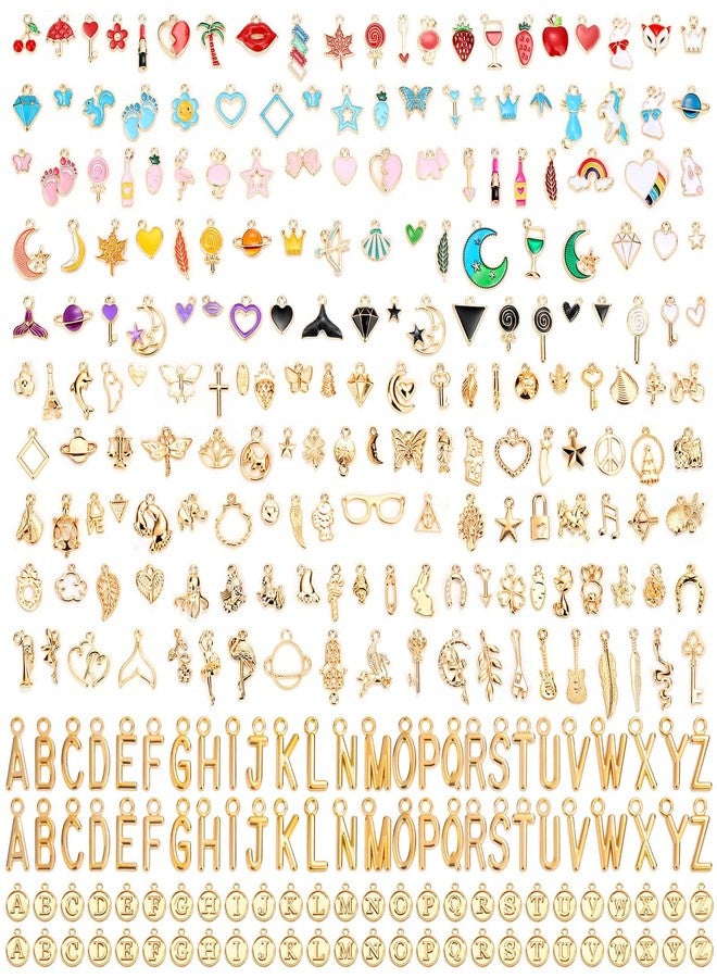 Flasoo 304Pcs Gold Charms for Jewelry Making, Assorted Bracelet Letter Charms for DIY Jewelry Making Necklace Bracelet, Keychains and Crafts - Image 1
