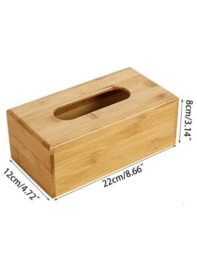 AtrauX Wooden Tissue Holder, Rectangular Storage Box Dispenser  - Image 2