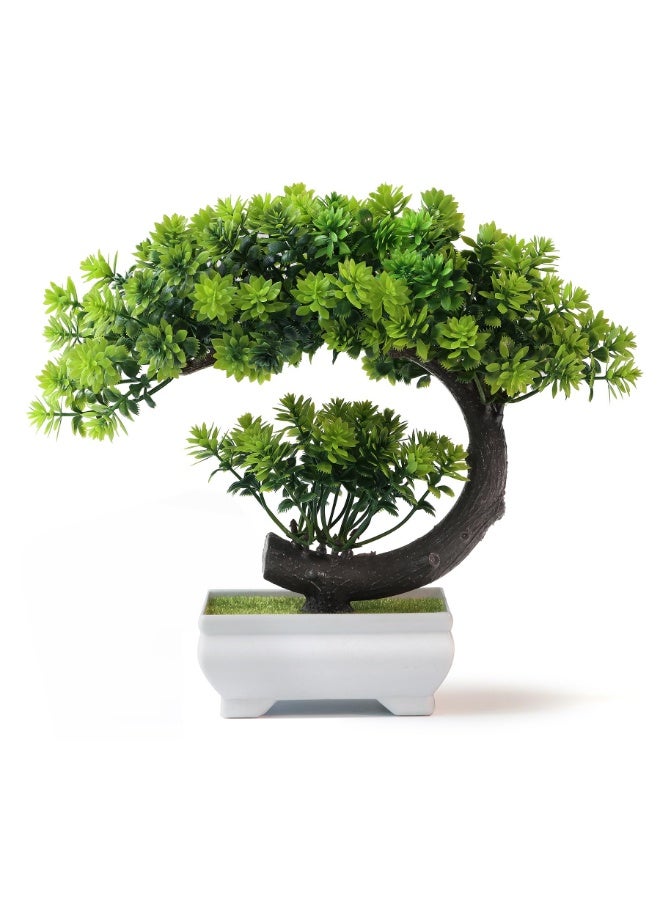 Small Artificial Bonsai Tree Desk Decor Fake Plants, Tall 8.5" - Image 1
