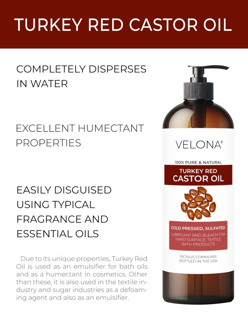velona Castor Oil Turkey Red 8 fl oz | 100% Pure and Natural Carrier Oil | Cold Pressed | Hair, Body and Skin Care | Use Today - Enjoy Results - Image 2