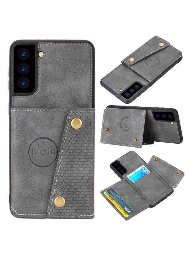 S-TOP Case For Samsung Galaxy S22 5G Double Buckle PU + TPU Magnetic Phone Case - Image 1