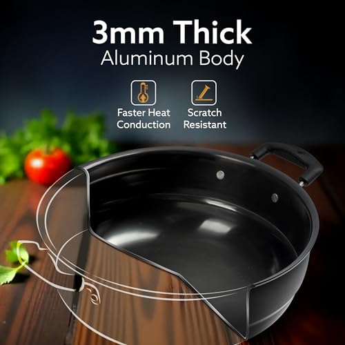 AGARO Elite Hard Anodised Multi Kadhai with Stainless Steel Lid, 5L, Gas Compatible, 3mm Thick Body, Riveted Handle - Image 3
