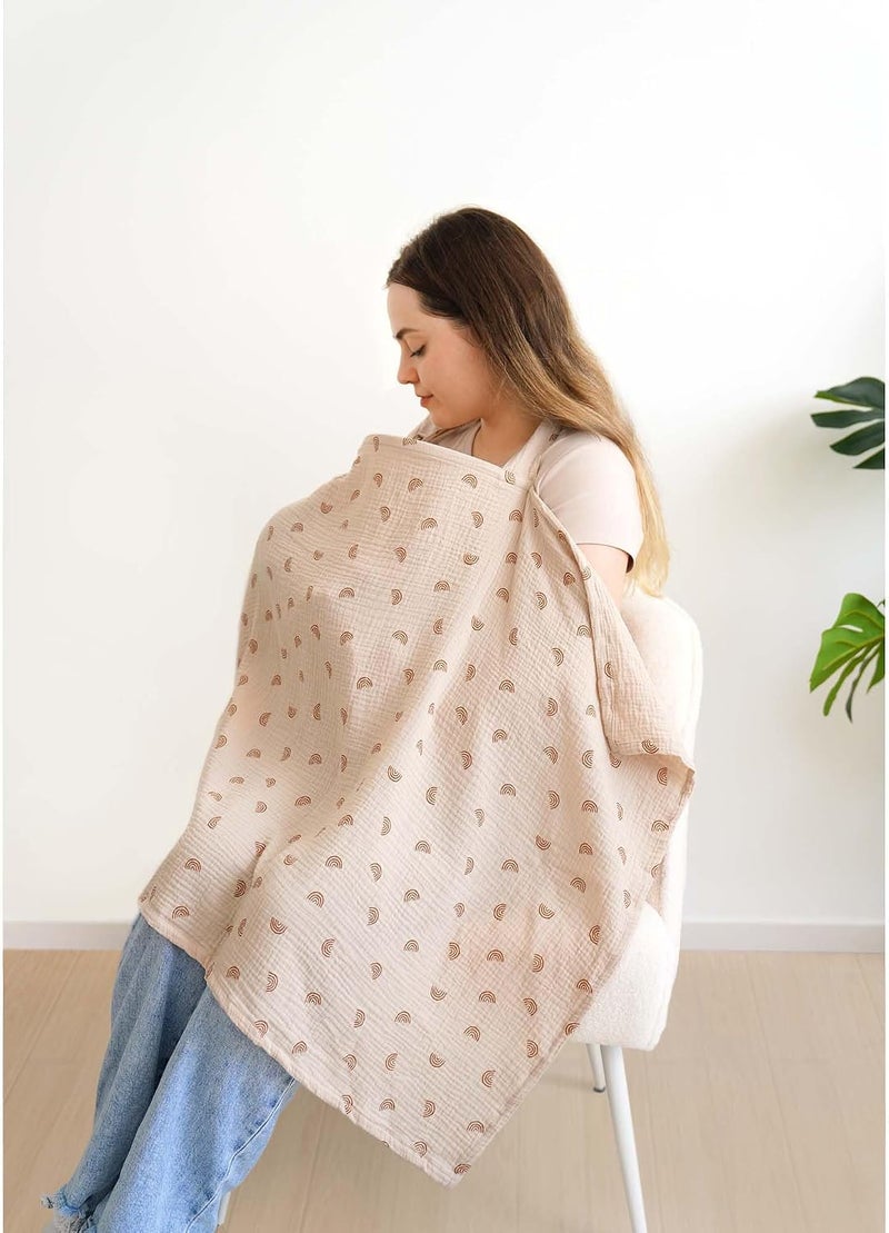 MairMore Muslin Nursing Covers for Breastfeeding, Privacy Breast Feeding Cover with Arch Neckline for Mom and Baby, Breathable 100% Cotton Nursing Apron Multi-use Stroller Cover | Large & Breathable Nursing Apron, Multi-Use Breastfeeding & Stroller Cover, Full Privacy for Mom & Baby (Pink Blossom) - Image 4