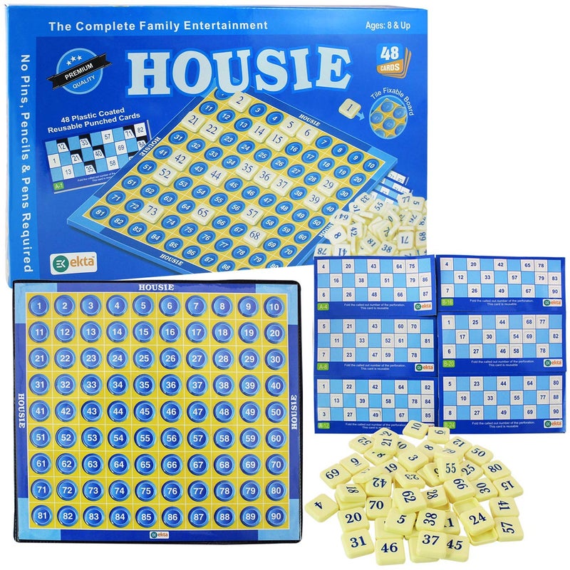 Ekta Housie Board Game with 48 Reusable Cards & Tile Fixable Board Game - Image 1