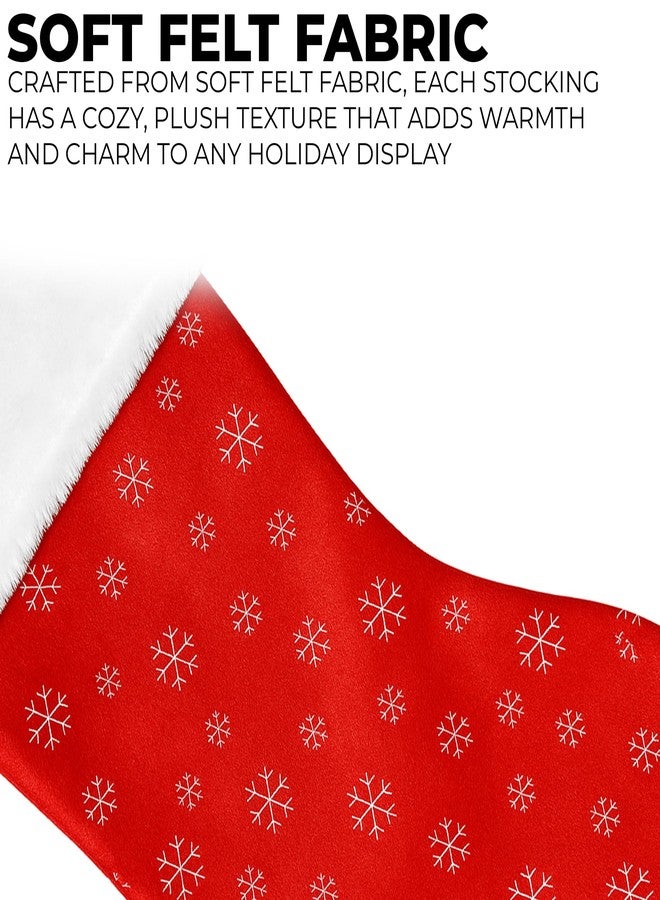 REGENT Felt Christmas Stockings Set of 6 - Soft Fabric Holiday Stockings with Assorted Designs, 16-Inch Large Size for Gifts, Candy & Décor - Image 3