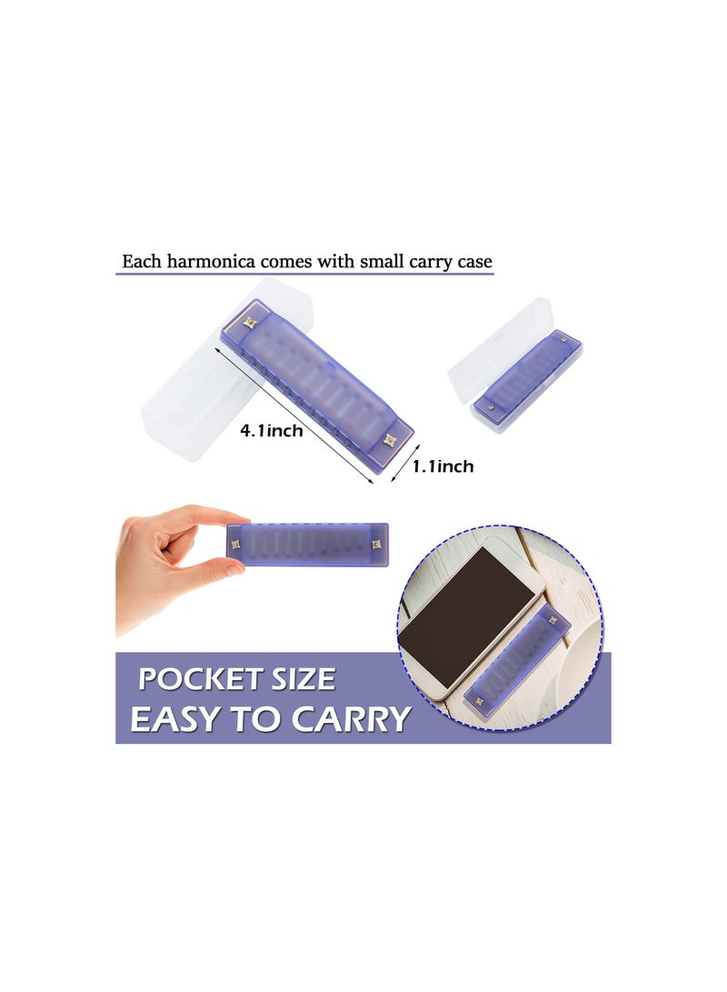 SOLARAE Harmonica for Kids, 10 Hole Translucent Kids Harmonica, Educational Toys Beginners Toy Musical Instruments for Kids Children Party Holidays for Beginner(Blue, Red, Green, Orange, Pink)(5 Pack ) - Image 4