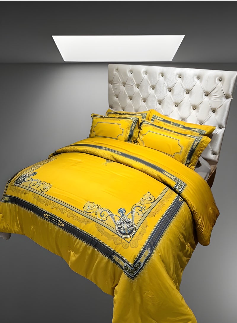 HOMETOPIA Luxury 6-Piece Bedding Set King Size – Ultra-Soft Microfiber Comforter 230x260cm, Deep Pocket Fitted Sheet 200x200+30cm, 4 Pillow Covers – Classic Royal Pattern – Wrinkle-Free, Breathable, Machine Washable, Hotel Quality Bed Set – Double Bed Mattress Fit – Premium Bedroom Essentials KSA  - Image 1