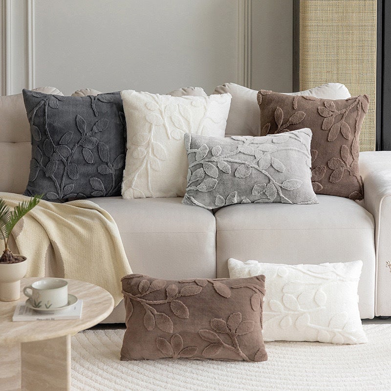 New Modern Simple Imitation Plush Jacquard Pillow Case Living Room Sofa Bedroom Cushion Pillow Solid Color Simple Home - Image 2