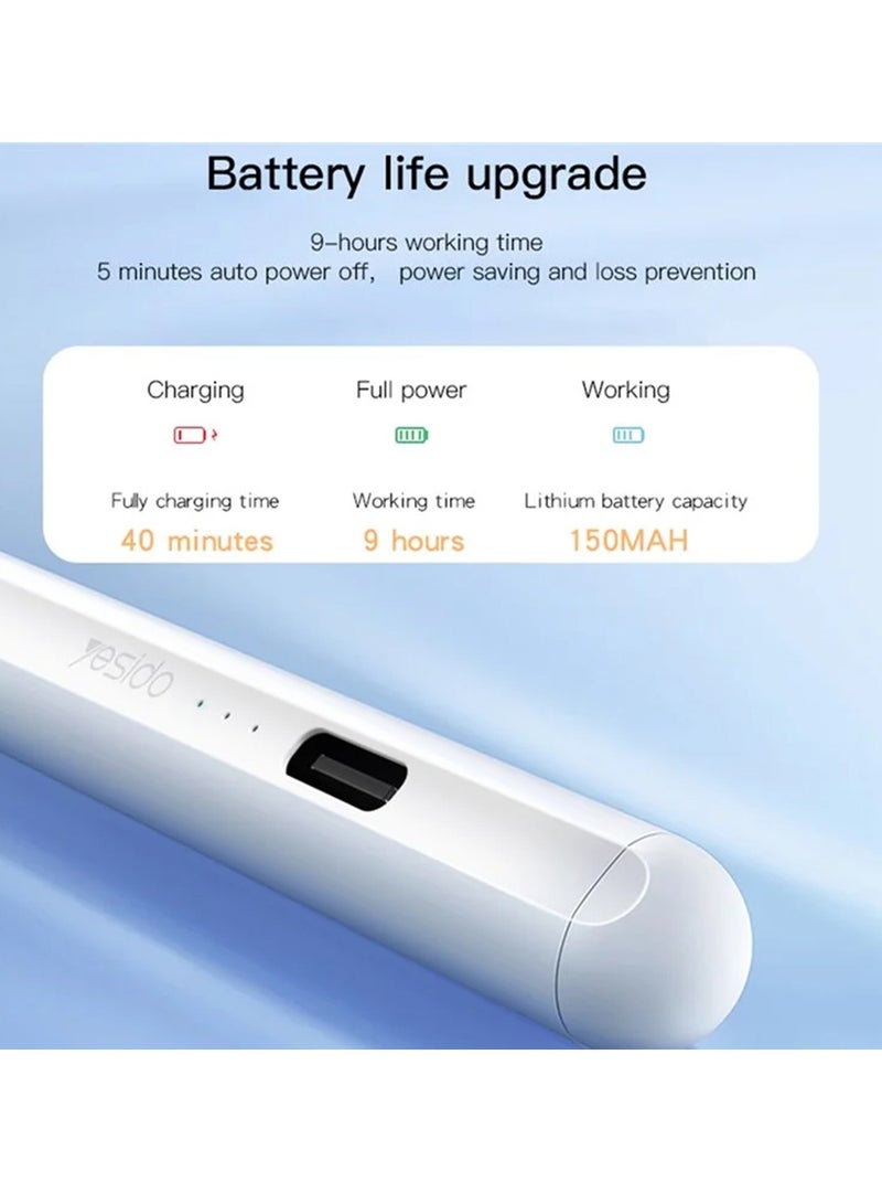 Yesido ST07 Active Capacitive Stylus Lightweight Touch Screen Pencil Compatible With iPad White - Image 5