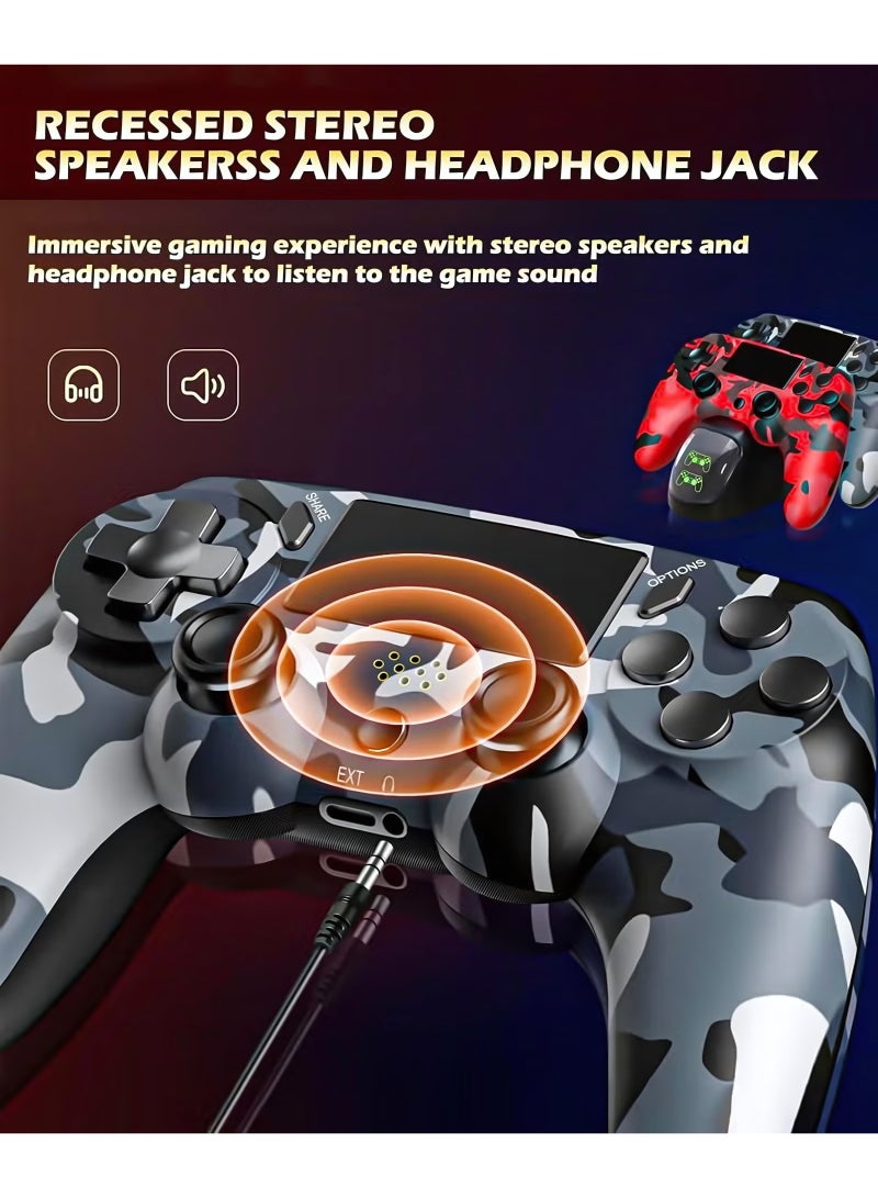 Wireless Controller for Computer Games with Dual Vibration, DualShock Wireless Controller for PS4, Clickable Touchpad and Anti-Slip, Camo Gray - Image 3