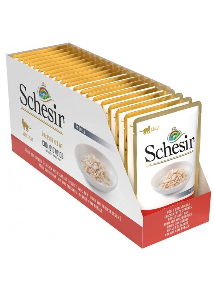 Schesir 20PC  Cat Pouch Jelly Chicken With Seabass 85gm - Image 1