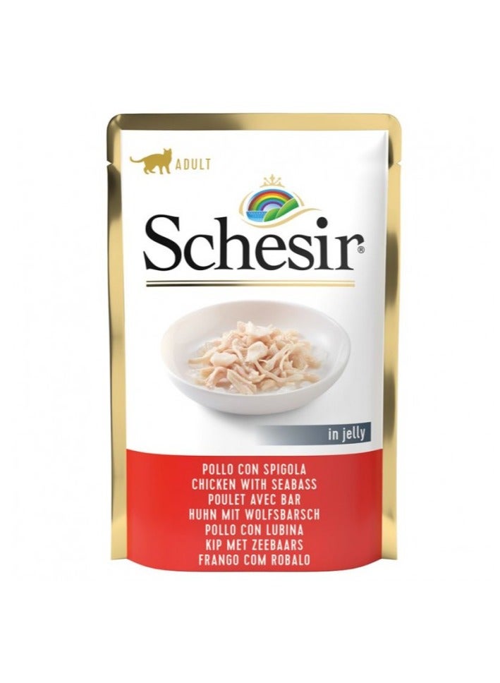Schesir 20PC  Cat Pouch Jelly Chicken With Seabass 85gm - Image 3